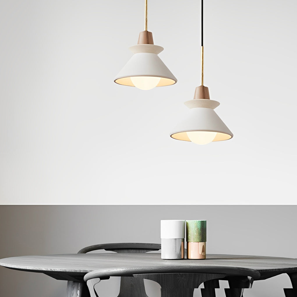 Plaster Cone Pendant Light Creative White Cement Ceiling Light
