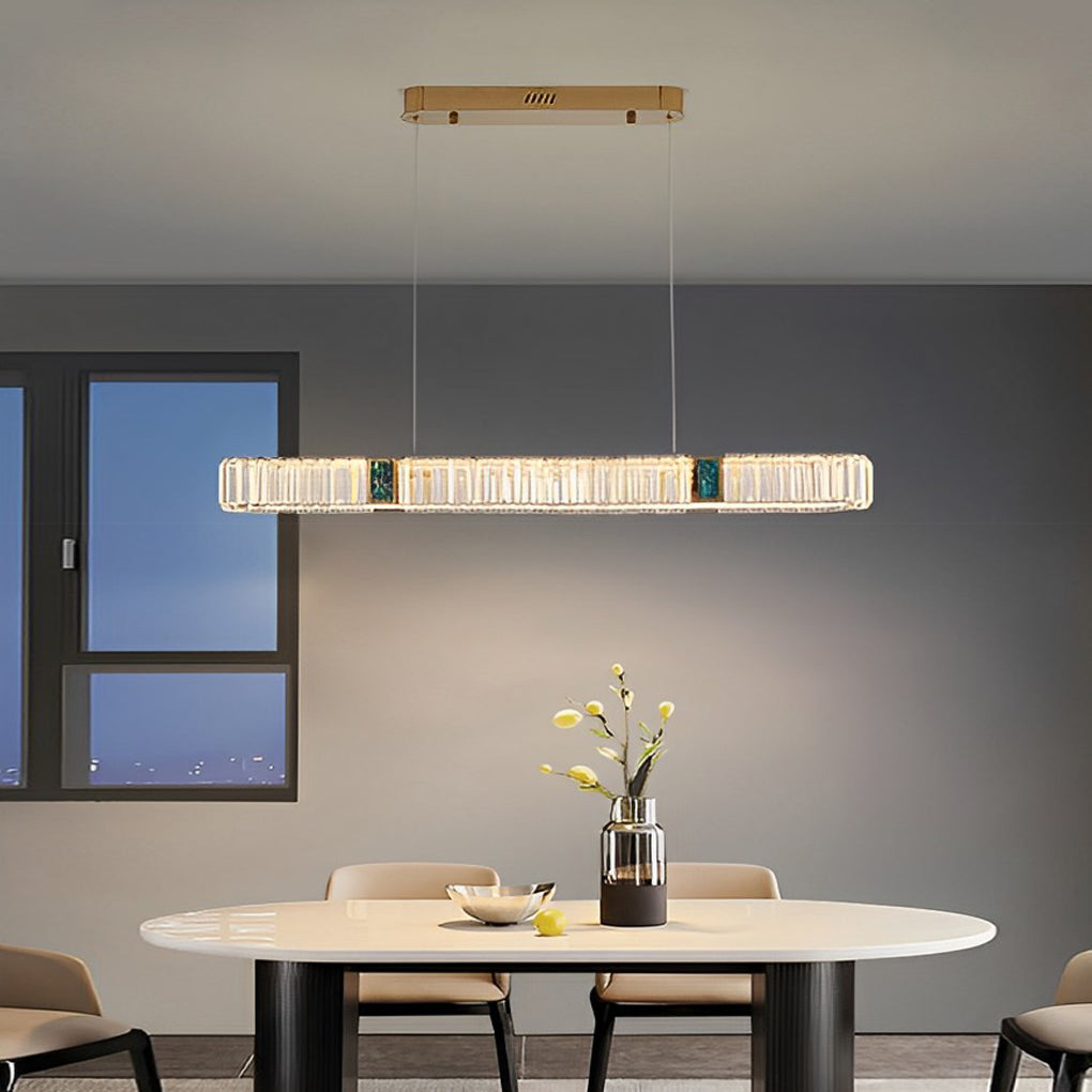 Oval Crystal Chandelier Modern Gold Metal Ceiling Light