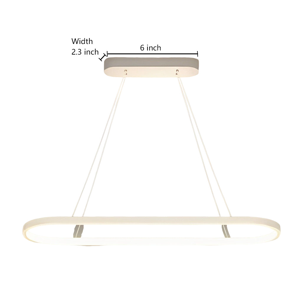Oval Linear Pendant Light Modern White Metal Ceiling Light