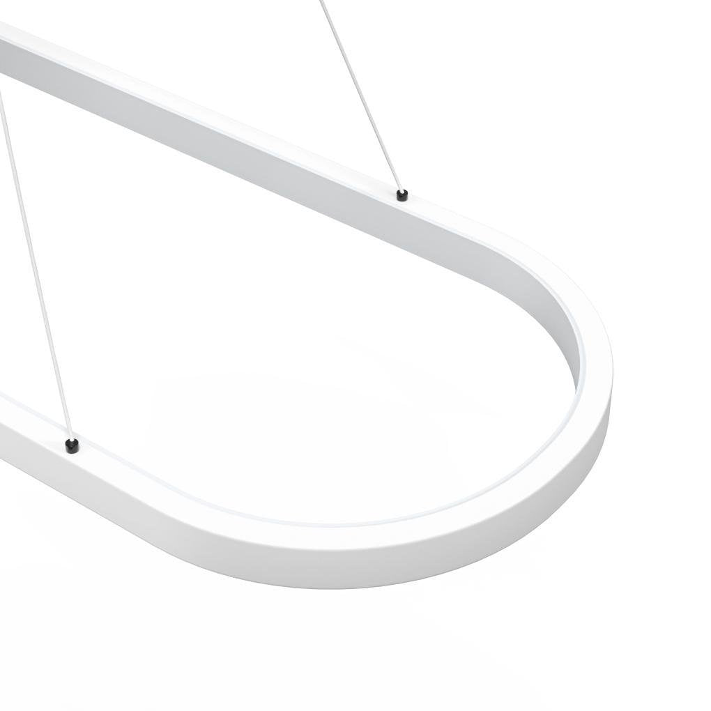 Oval Linear Pendant Light Modern White Metal Ceiling Light