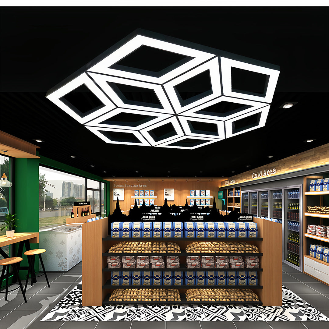 Modern Black Chandeliers Creative LED Multi-diamond Ceiling Light