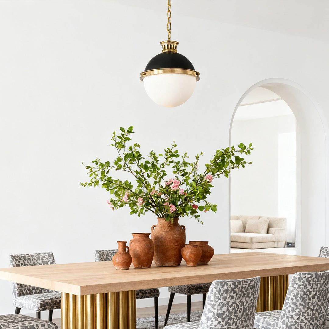 Ball Pendant Light with a Classic Glass Globe Elegant Ceiling Light