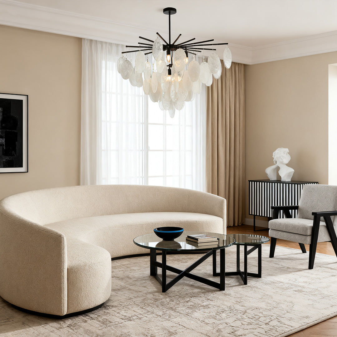 Mother of Pearl Chandelier Minimalist Metal Frame Ceiling Light