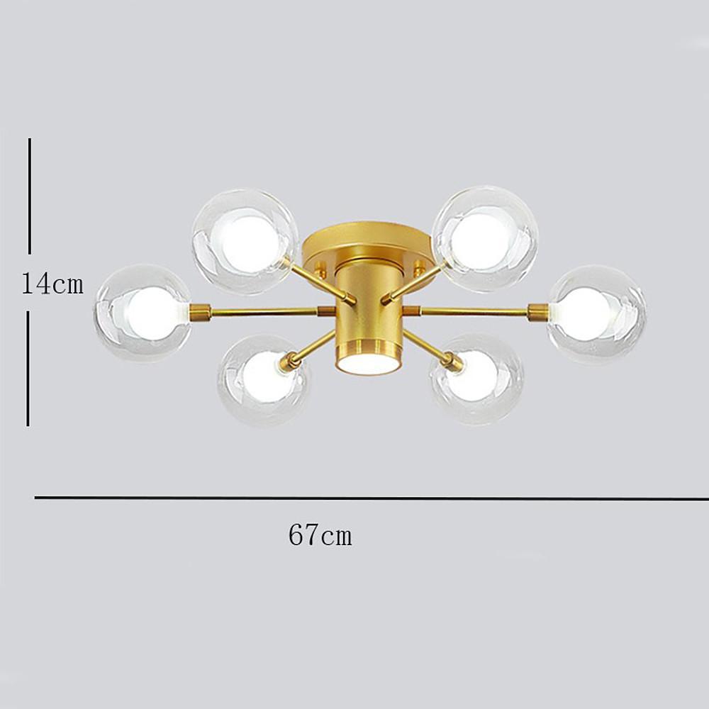 Globe Large Semi Flush Mount Lighting Metal Glass Ceiling Lights