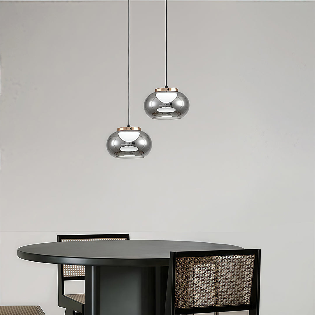Gray Glass Pendant Light Globe wide-spectrum Metal Ceiling Light