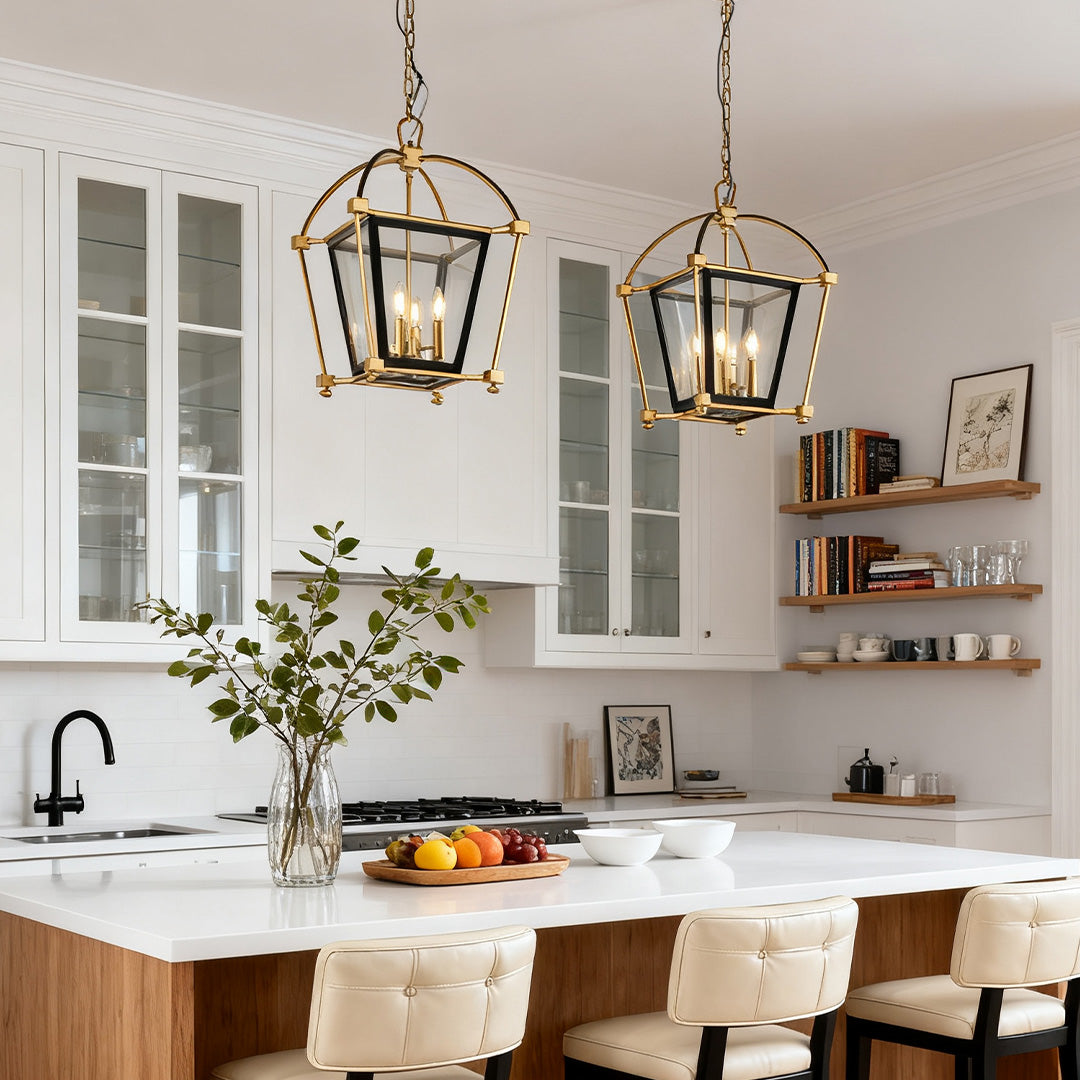 Gold Lantern Pendant Light Industrial Stylish Iron Ceiling Light