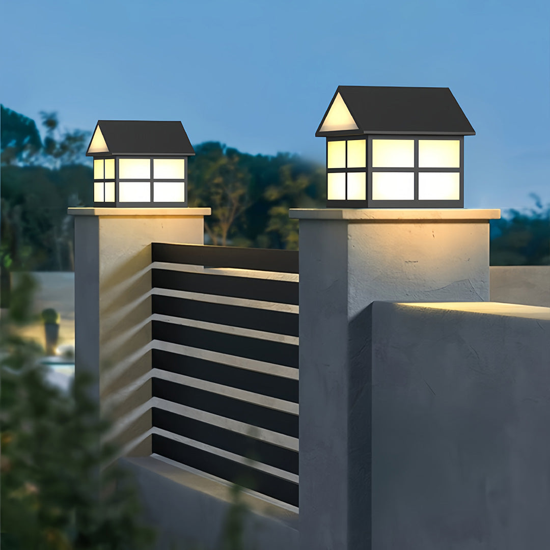 Gate Pillar Top Lights House-Shaped Outdoor Metal Light
