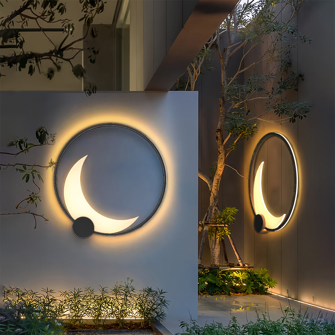 Decorative Outdoor Wall Lights Gray Waterproof Ring Crescent Lamp