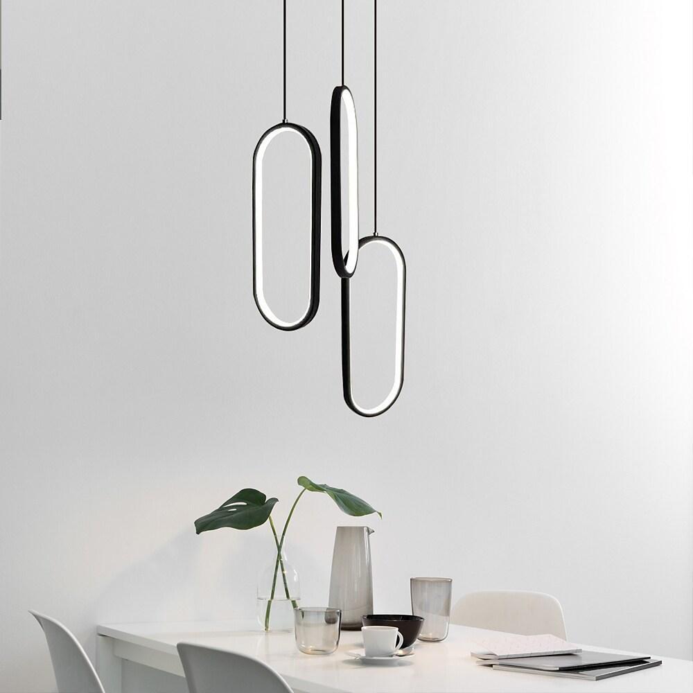 Modern Curved 3 Oval Chandeliers Aluminum Ceiling Light