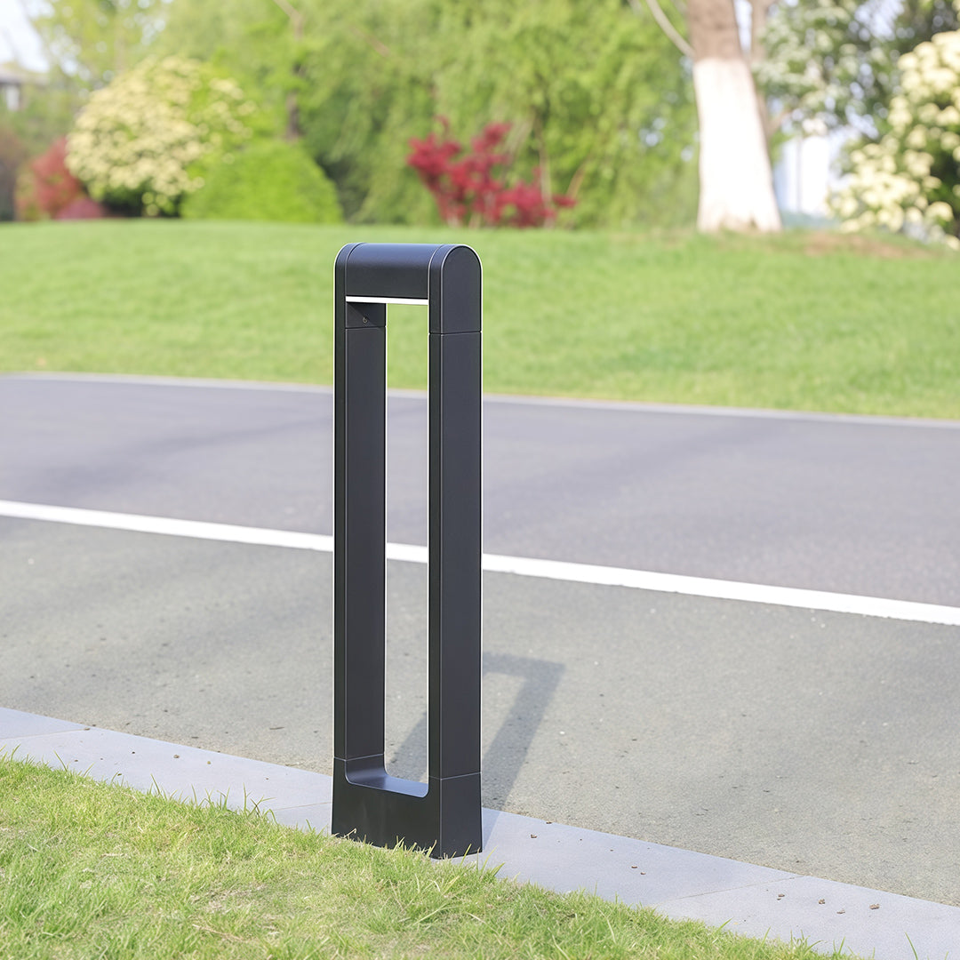 Pathway Bollard Lights Minimalist Black Square Outdoor Light