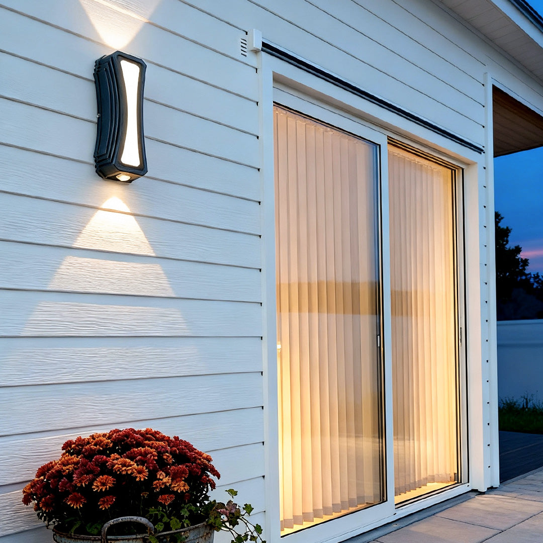 Modern Up Down Outdoor Wall Lights Black Geometric Lamp