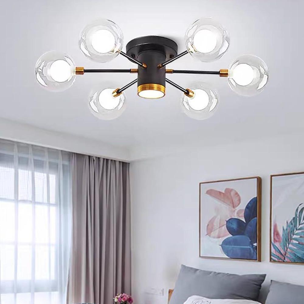 Globe Large Semi Flush Mount Lighting Metal Glass Ceiling Lights