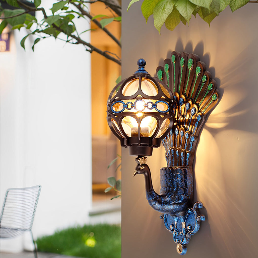Peacock Wall Light Waterproof Retro European Aluminum Wall Sconce