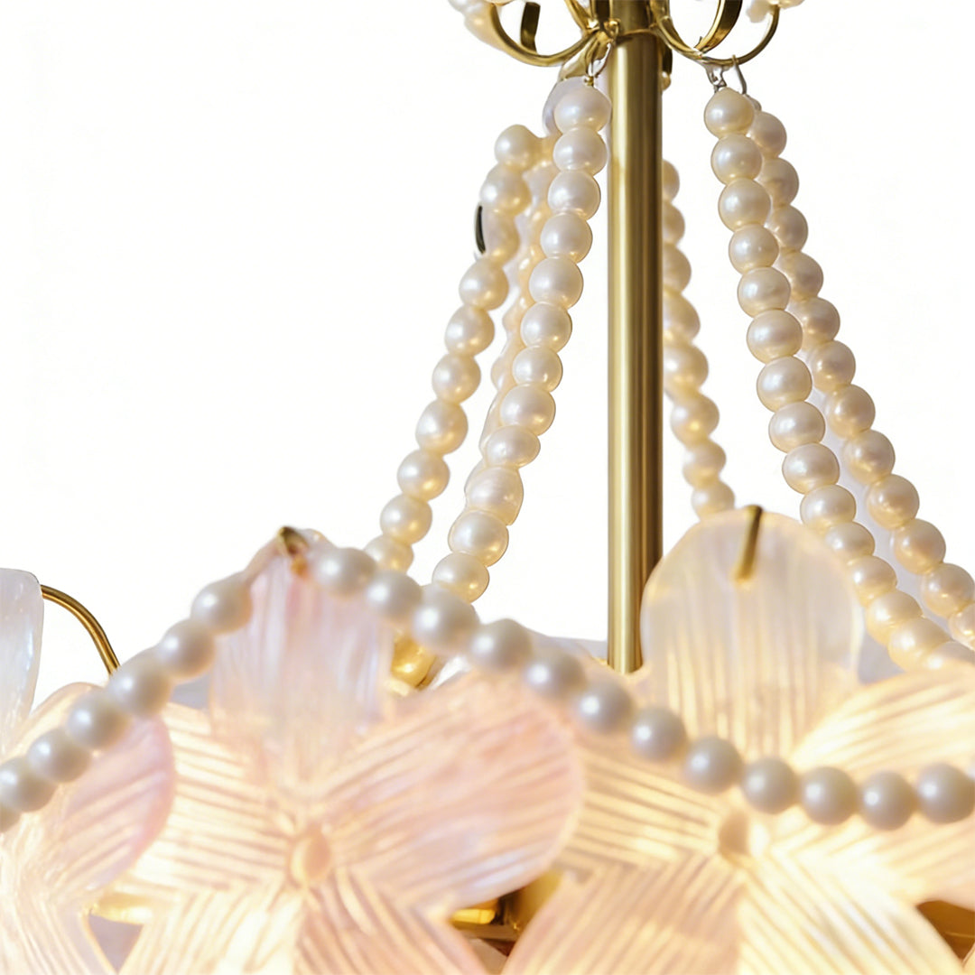 Pearl Flower Chandelier French Layered Elegance Ceiling Light