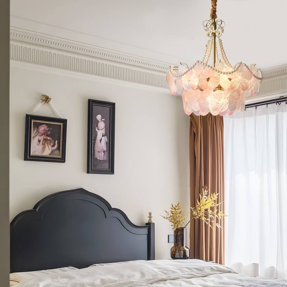 Pearl Flower Chandelier French Layered Elegance Ceiling Light