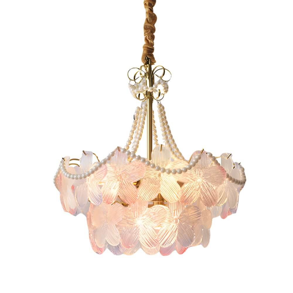 Pearl Flower Chandelier French Layered Elegance Ceiling Light