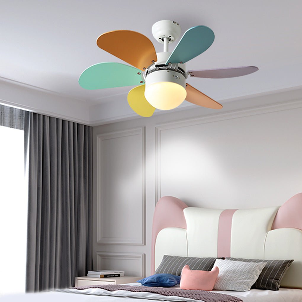 Colored Fan with Light Creative Mini Children's Room Ceiling Fan