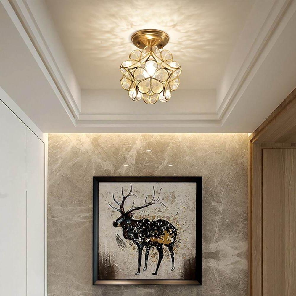 Petal Shaped Ceiling Lights French Brass Glass LED Light