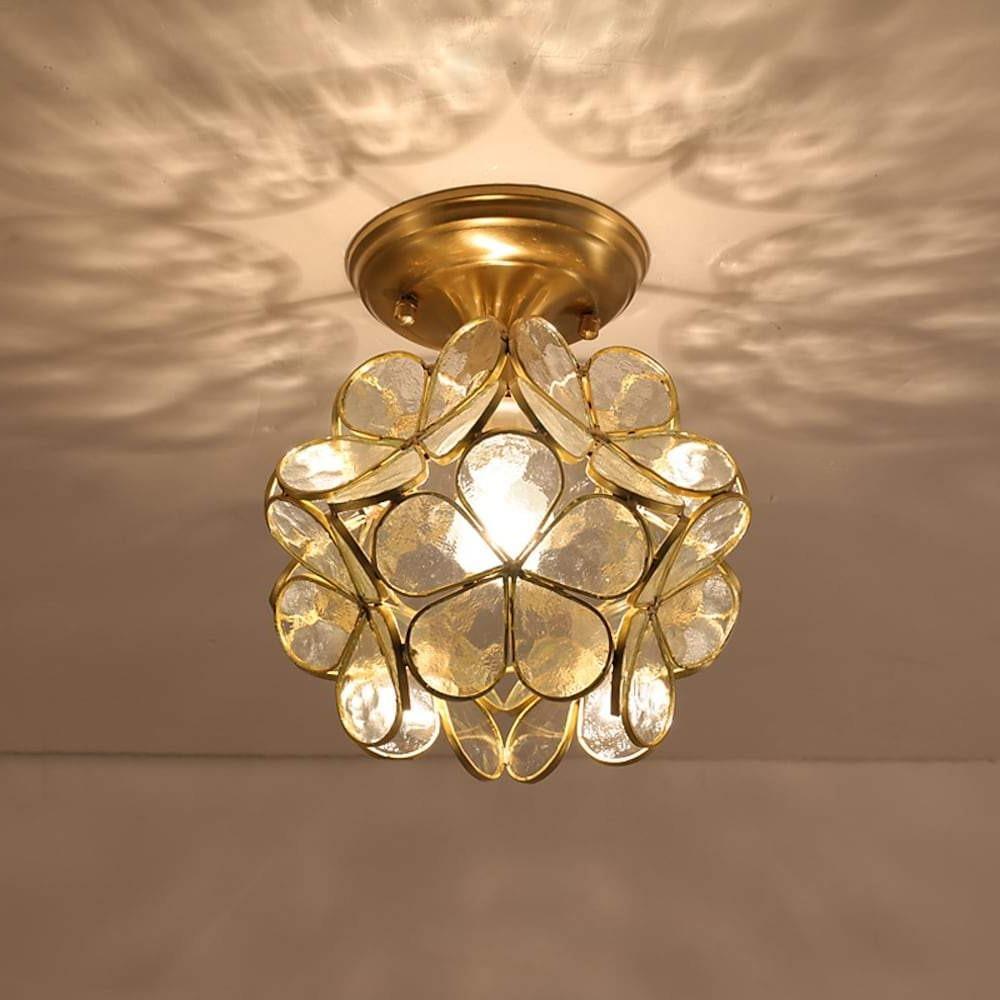 Petal Shaped Ceiling Lights French Brass Glass LED Light