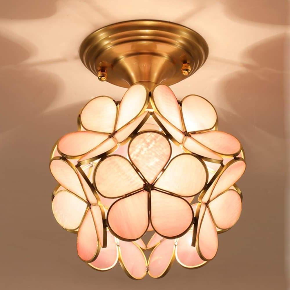 Petal Shaped Ceiling Lights French Brass Glass LED Light