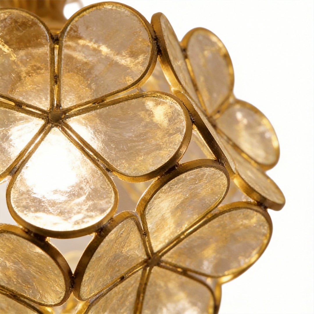 Petal Shaped Ceiling Lights French Brass Glass LED Light