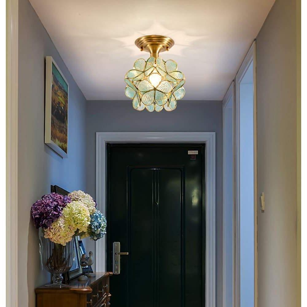 Petal Shaped Ceiling Lights French Brass Glass LED Light