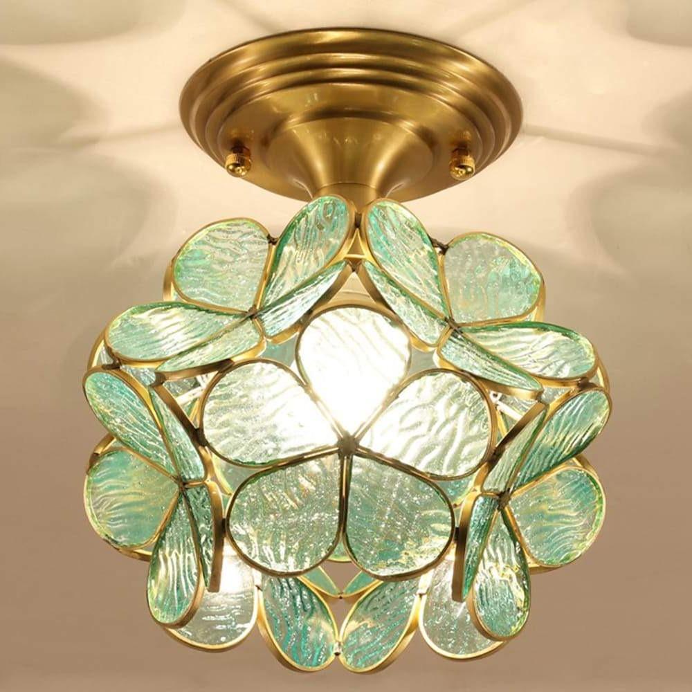 Petal Shaped Ceiling Lights French Brass Glass LED Light