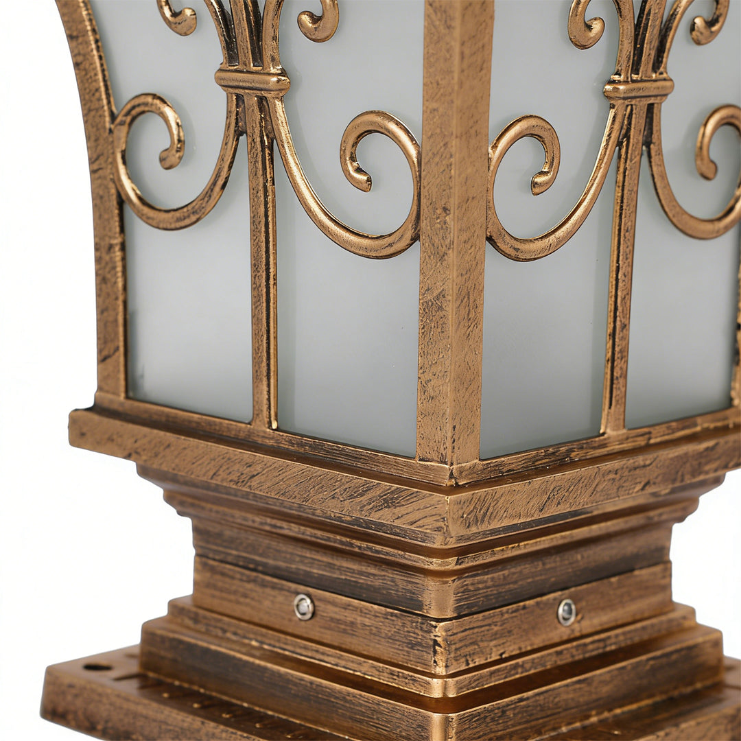 Pillar Lantern Lights Vintage Pattern Waterproof Solar Light