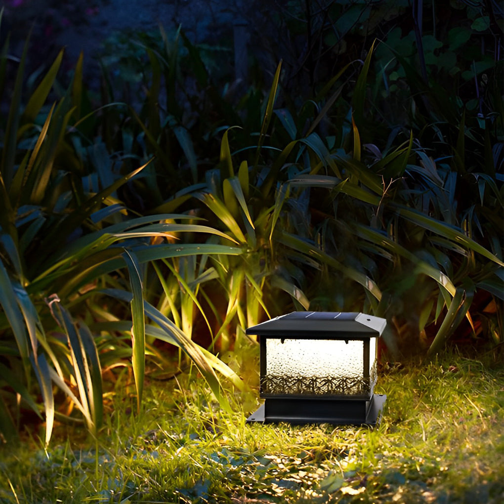 Pillar Solar Lights for Outdoors Retro Black Fence Light
