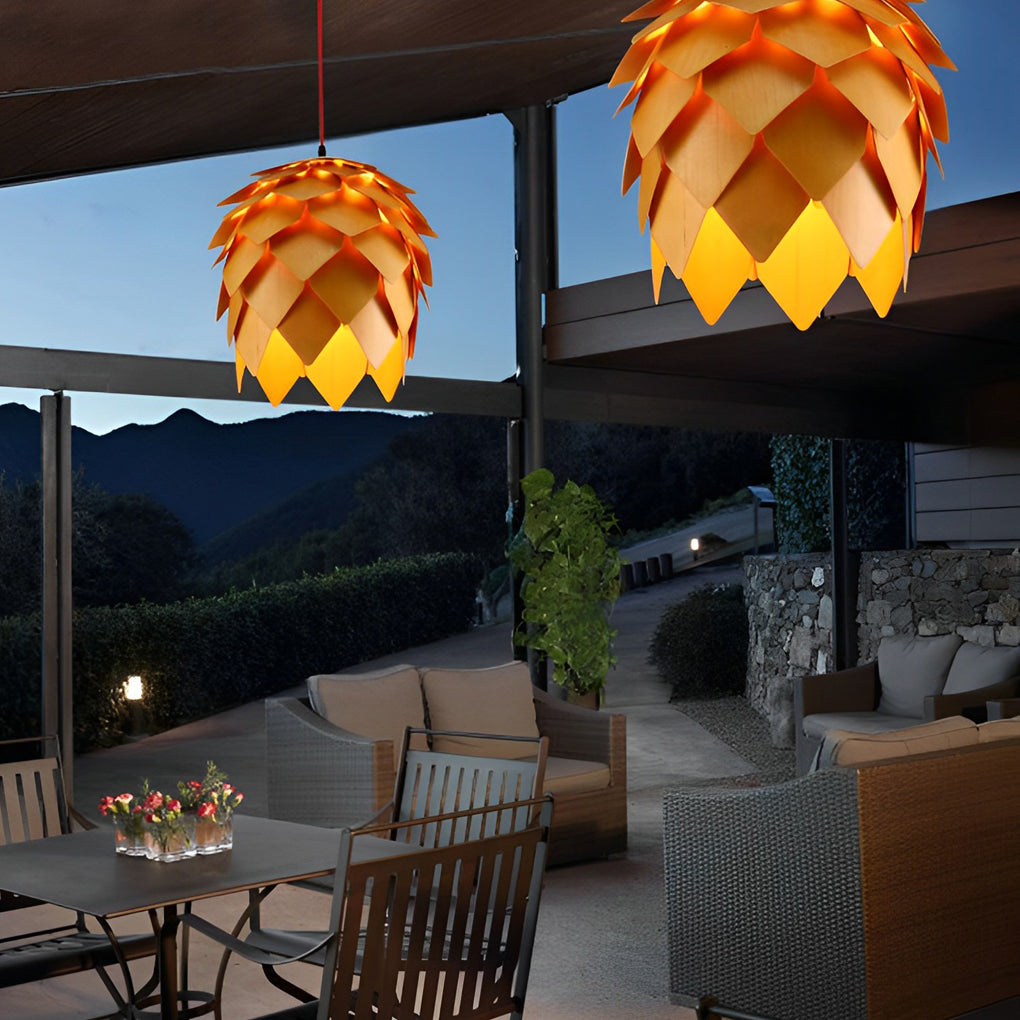 Pinecone Pendant Light Japanese Creative Wooden LED Light