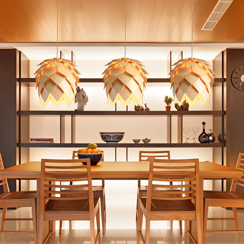 Pinecone Pendant Light Japanese Creative Wooden LED Light