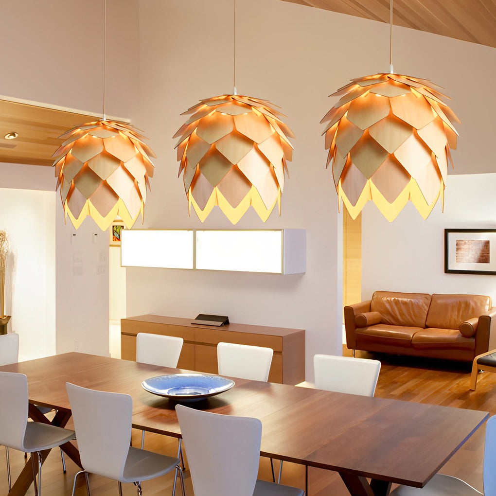 Pinecone Pendant Light Japanese Creative Wooden LED Light