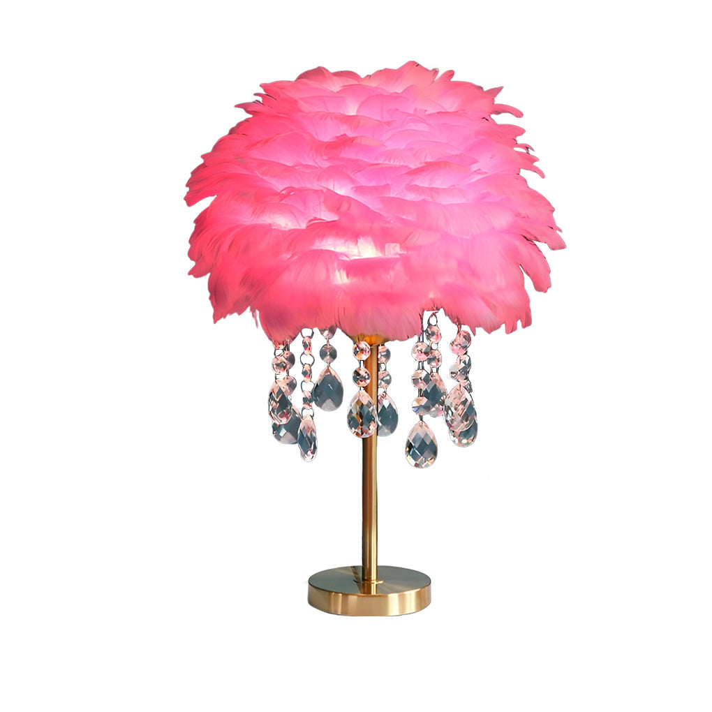 Feather Table Lamp Modern LED Crystal Tassel Ambient Light