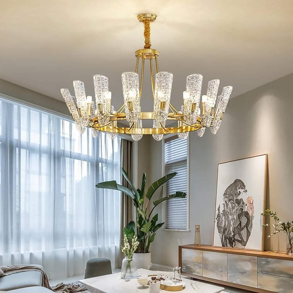 8-light LED Electroplated Metal Glass Gold Classic Chandeliers Ceiling Lights