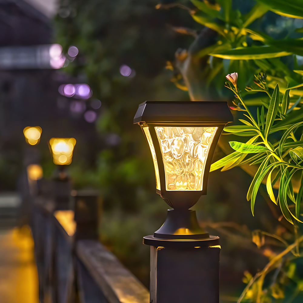 LED Solar Fence Post Cap Lights Waterproof Cast Lanterns Light