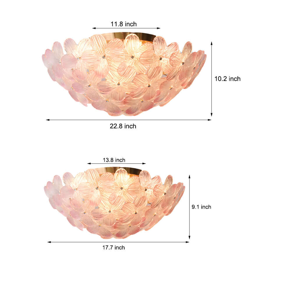 Glass Semi Flush Mount Ceiling Light French Petal Light