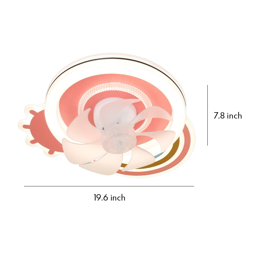Beautiful Ceiling Fans with Lights Pink and White LED Dimmable Lamp