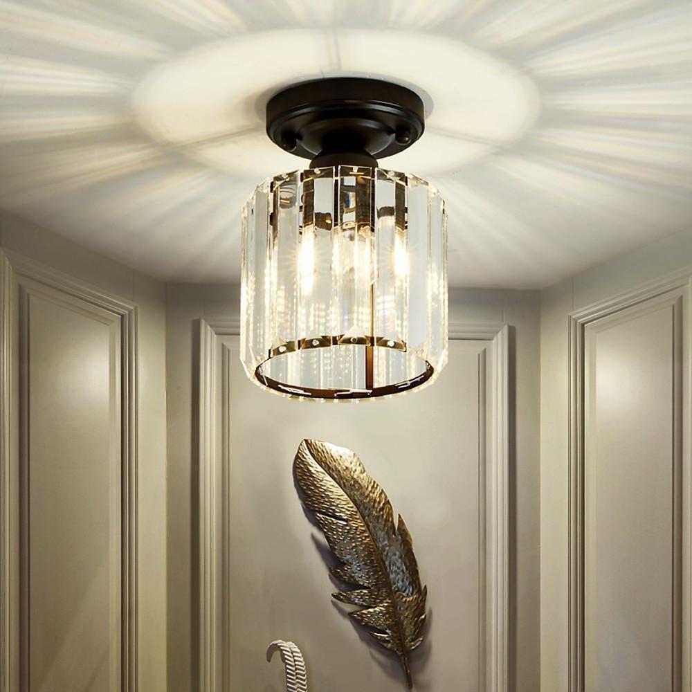 Crystal Foyer Semi Flush Mount Lighting Modern Ceiling Lights