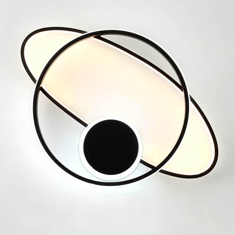 Modern Black Ring Ceiling Light: Interlocking LED Fixture