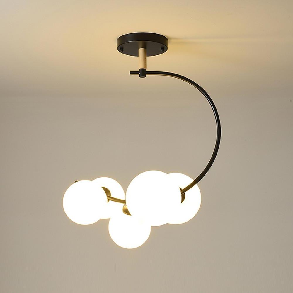 Nordic Style 5-Lights Cluster Globe Chandelier Gold and Black Ceiling Lights