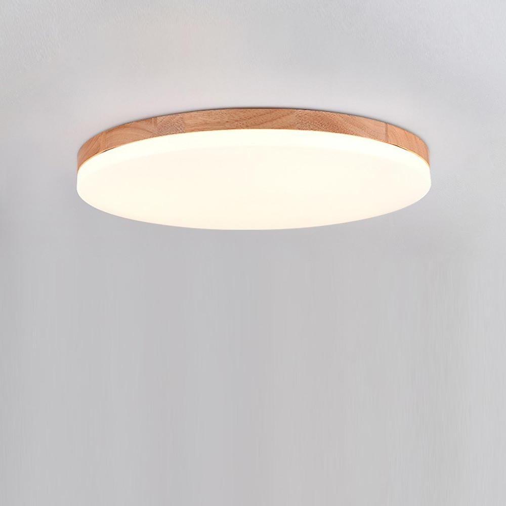 Circular Minimalist Flush Mount Light Wood Acrylic LED Ceiling Lights