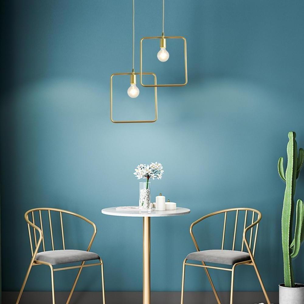 Metal Black and Gold Ceiling Light Rounded Square Pendant Lighting