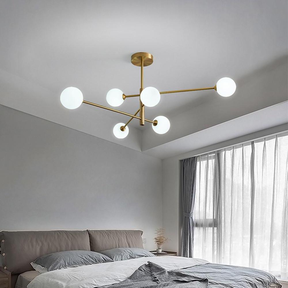 6-light Sputnik LED Electroplated Glass Gold Modern Chandeliers Ceiling Lights