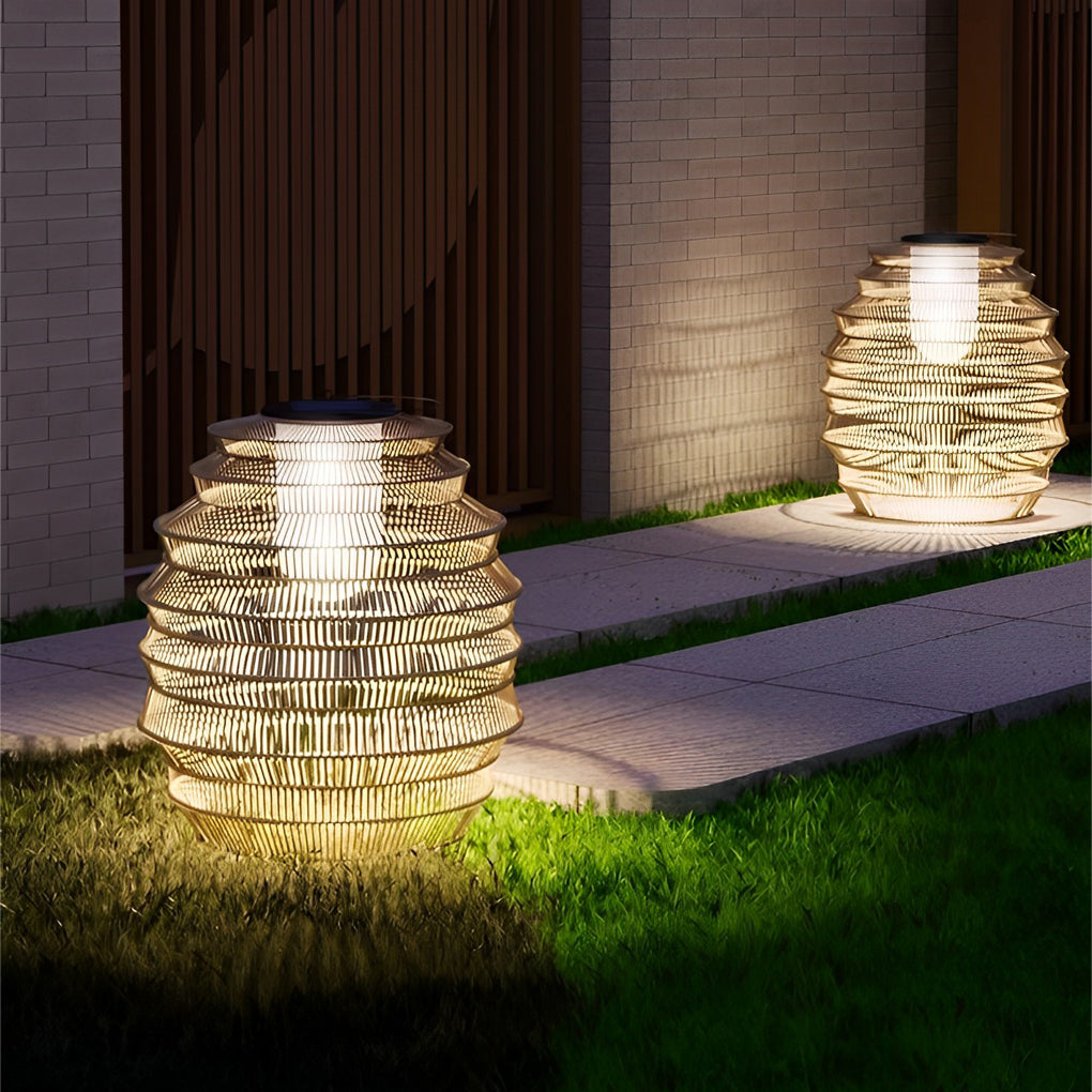 Rattan Outdoor Lantern Modern Waterproof LED Solar Light