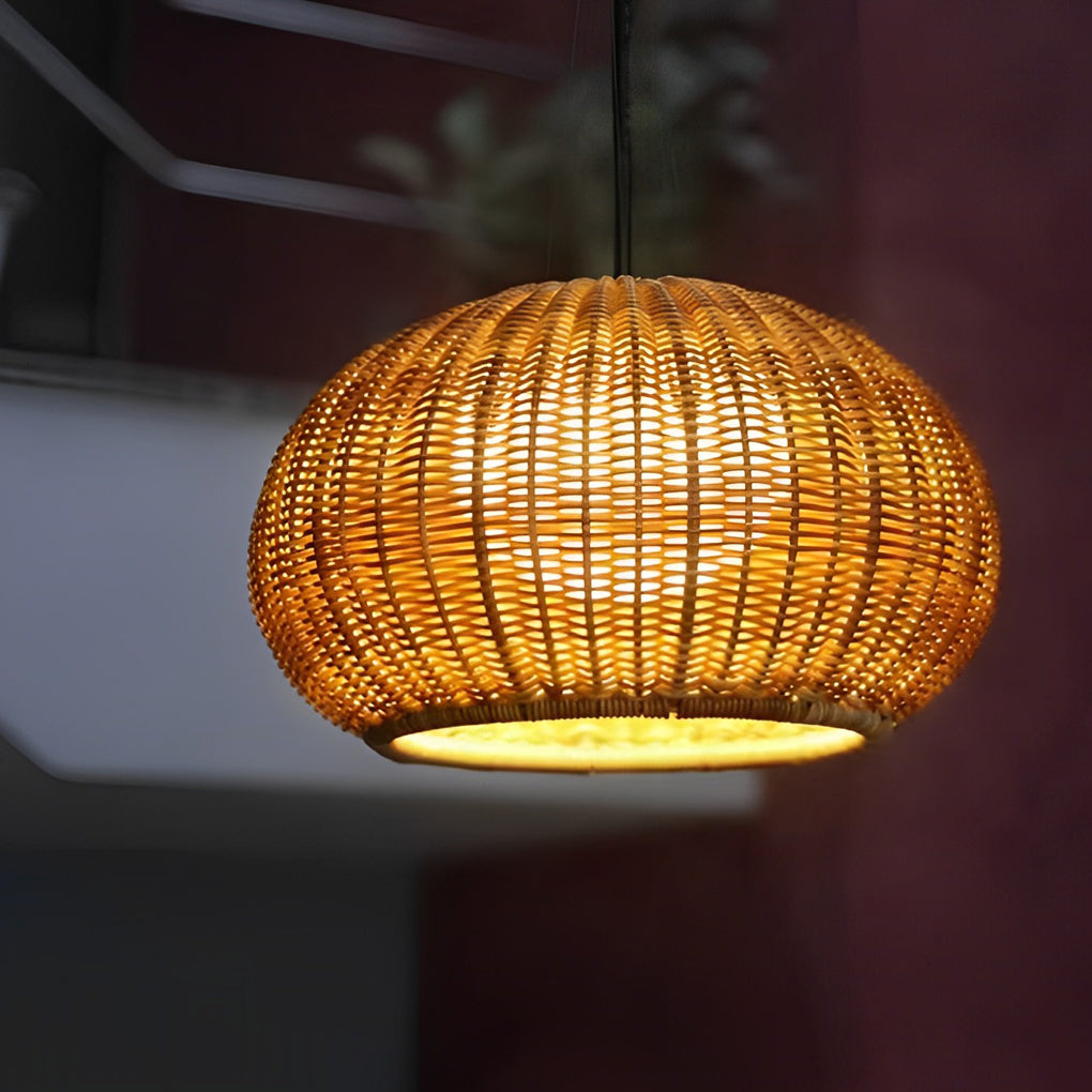 Rattan Outdoor Pendant Light Modern Waterproof Lights