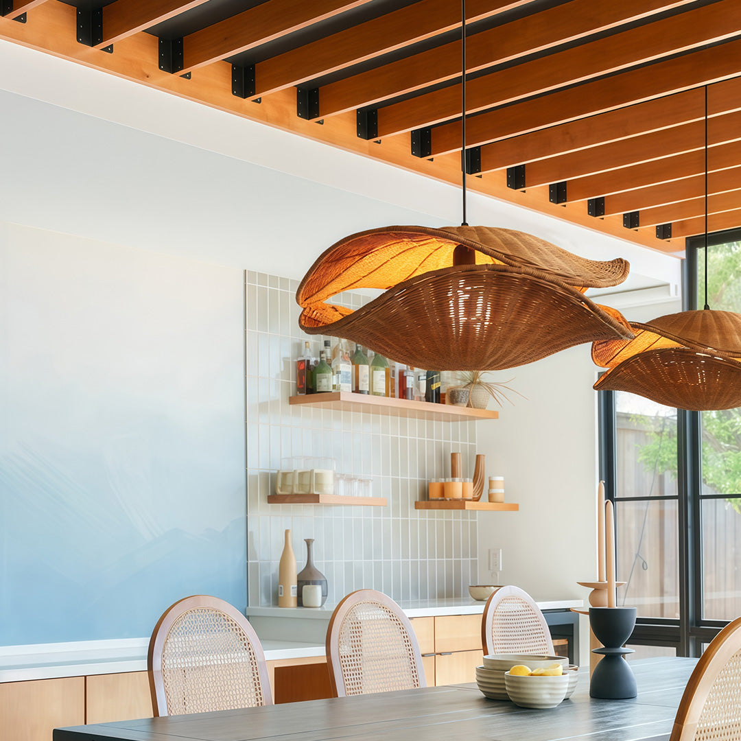 Rattan Pendant Light Fixtures Wabi-Sabi Creative Ceiling Light