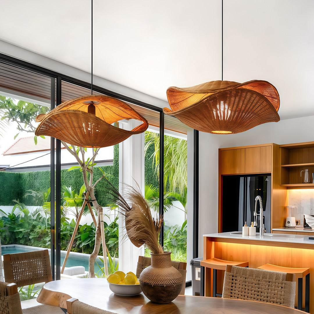 Rattan Pendant Light Fixtures Wabi-Sabi Creative Ceiling Light
