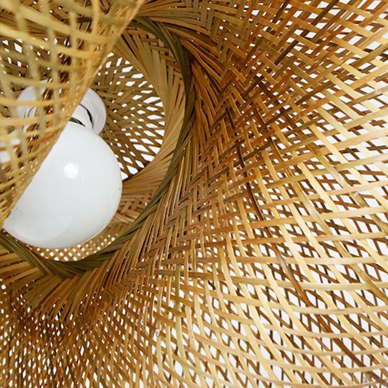 Rattan Wave Pendant Light Modern Rustic Bamboo Ceiling Light