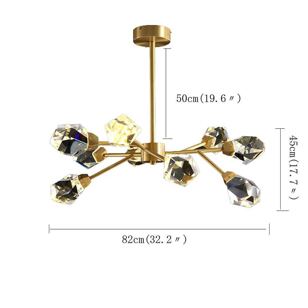 9 Lights Modern Sputnik Luxury Irregular Crystal Dinning Room Chandelier