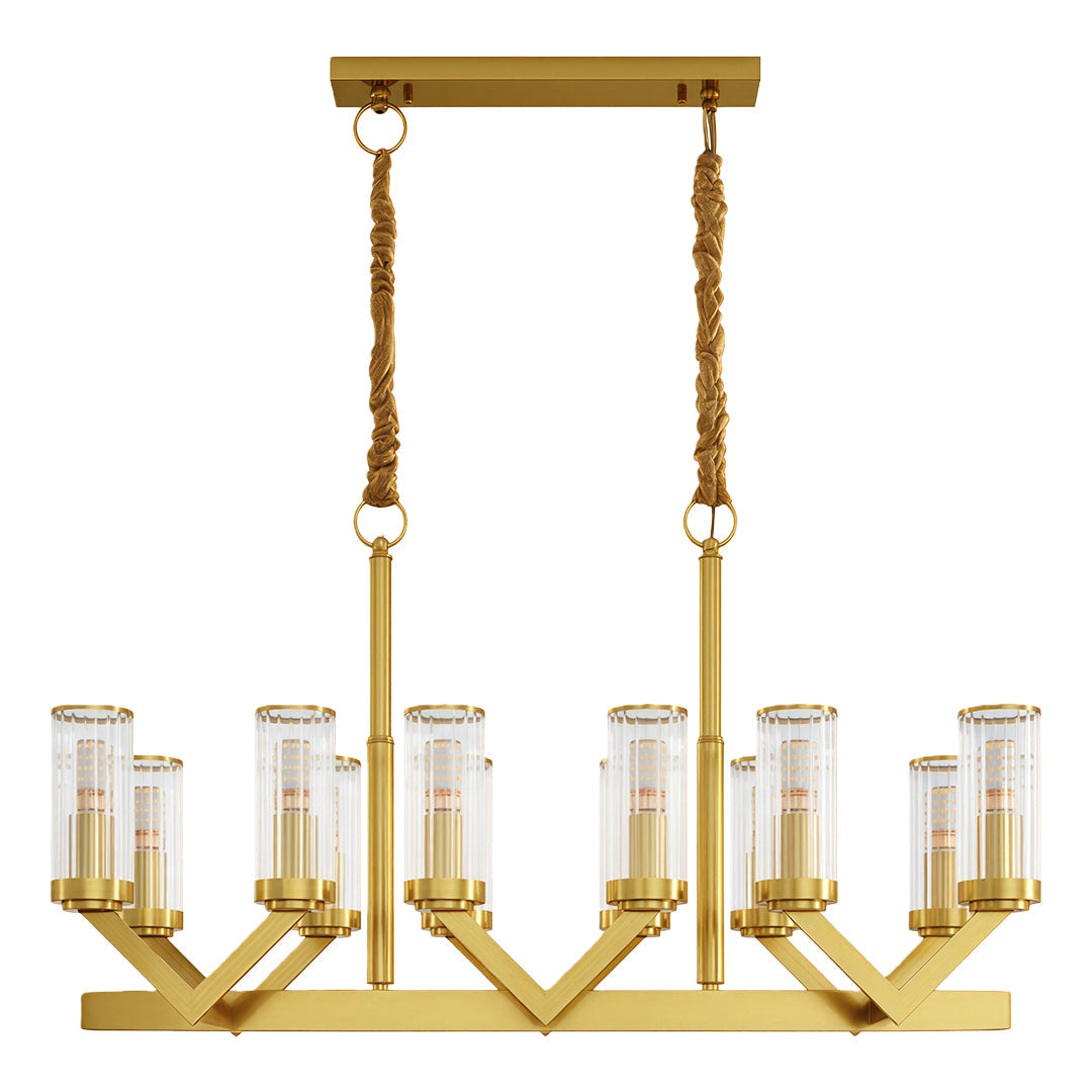 Glass Drop Chandelier High-End Luxury Copper Ceiling Light